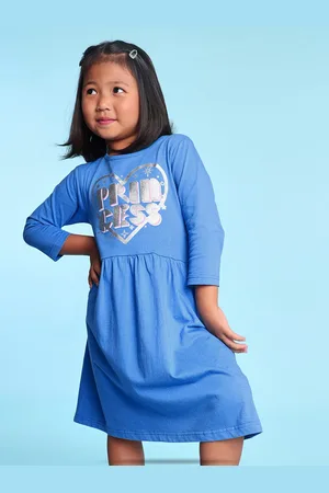 BONKIDS Girls Princess Print Fit & Flare Cotton Dress