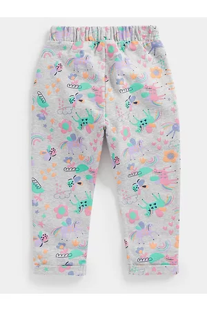 Mothercare Girls Grey Printed Pure Cotton Track Pants