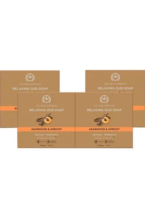 THE MAN COMPANY Set of 4 Relaxing Oud Soaps with Agarwood & Apricot - 100 g Each