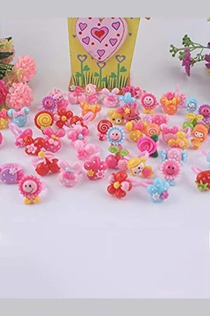 LYTIX Girls Set Of 30 Cartoon Animals & Bow Shaped Finger Ring Sets