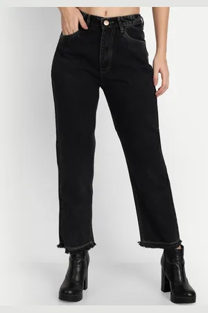 AngelFab Women Straight Fit Mid-Rise Cotton Jeans