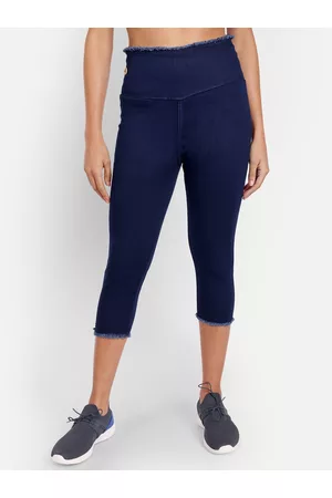 AngelFab Women High-Rise Distressed Denim Capris