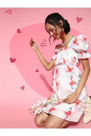 ATHENA Women Classy White Romantic Floral Dress