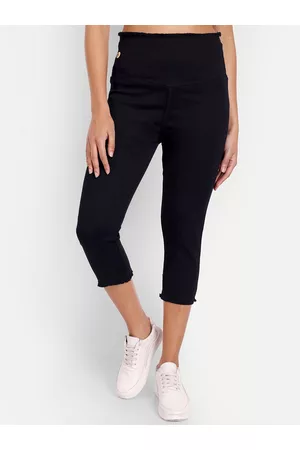 AngelFab Women High-Rise Distressed Denim Capris