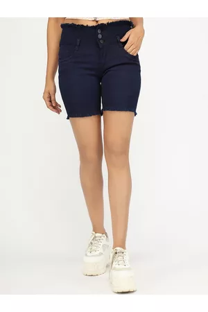 AngelFab Women High-Rise Denim Shorts