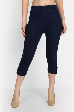AngelFab Women High-Rise Denim Capris