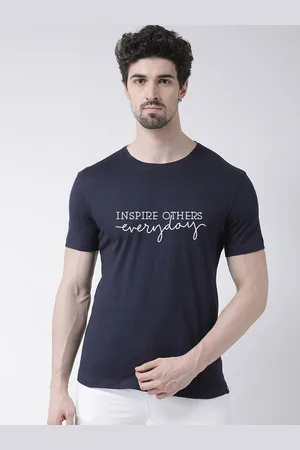 Friskers Men Navy Blue & peacoat Typography T-shirt