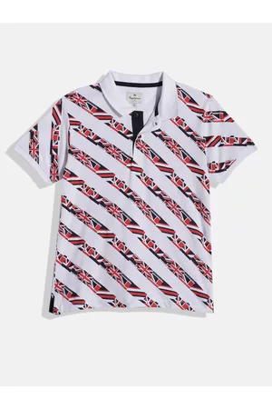 Pepe Jeans Boys White Printed Pure Cotton Polo Collar T-shirt