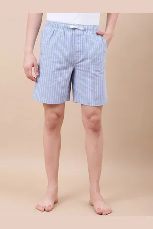Marks & Spencer Men Striped Cotton Linen Lounge Shorts