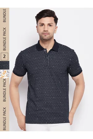 WILD WEST Men Pack of 2 Printed Polo Collar Cotton T-shirts