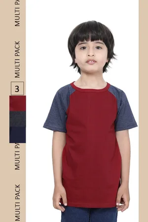 IndiWeaves Boys Pack Of 3 Pure Cotton T-shirts