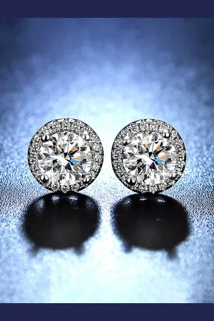 Jewels Galaxy Silver-Plated Circular AD Stone Studded Studs Earrings