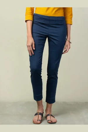 Fabindia Women Slim Fit Formal Cotton Trousers