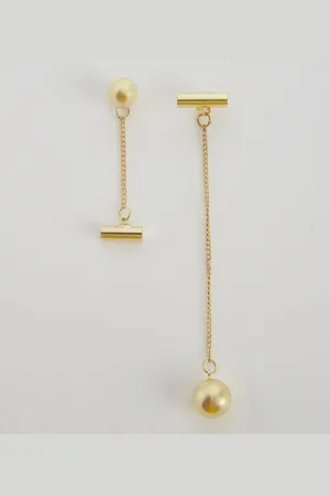 20Dresses Gold-Toned Contemporary Mismatch Drop Earrings