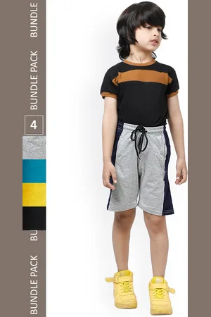 IndiWeaves Boys Pack Of 4 High-Rise Side Striped Casual Knitted Pure Cotton Shorts