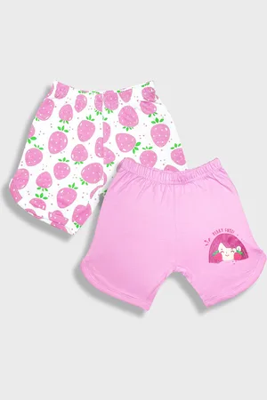 YK Girls Pack Of 2 Graphic Printed Pure Cotton Shorts