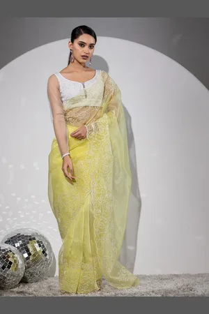 Swtantra Ethnic Motif Embroidered Organza Saree