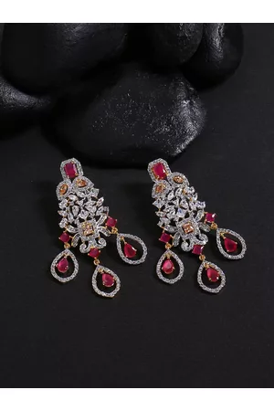 VOYLLA 925 Sterling Silver Valentine's Day Collection Pink CZ Heart Silver  Earrings : Amazon.in: Fashion