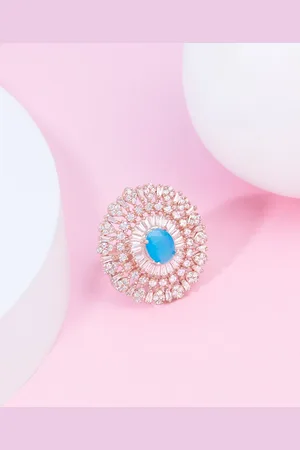 Ami Rose-Gold Plated Cubic Zirconia Studded Finger Ring
