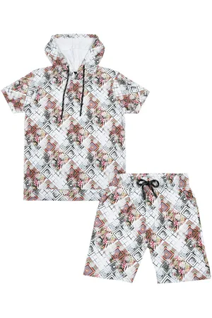 CAVIO Boys Printed Hooded T-shirt With Shorts Set