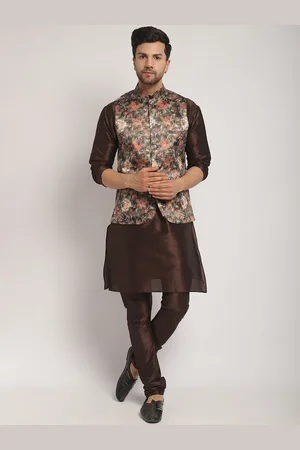 Kaifoo Floral Printed Regular Kurta & Churidar With Nehru Jacket