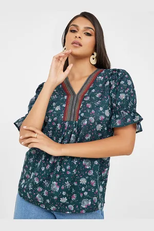 Styli Floral Printed Bell Sleeve Cotton Top
