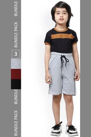 IndiWeaves Boys Pack Of 3 High-Rise Pure Cotton Casual Shorts