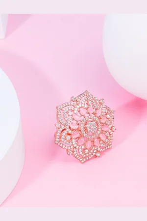 Ami Rose Gold-Plated & CZ Stone-Studded Finger Ring