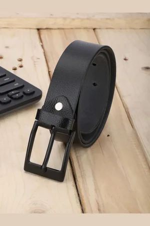 Mast & Harbour Men Black Textured Leather Formal Belt