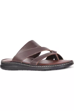 Bata Men Textured Leather Comfort Sandals