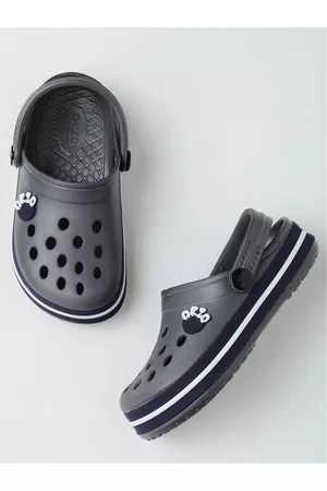 ABROS Shoes Unisex Kids Grey & White Rubber Clogs