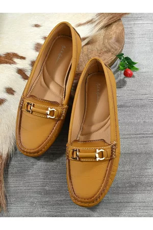 Mast & Harbour Women Tan Brown Textured Massage Footbed Memory Foam Horsebit Loafers