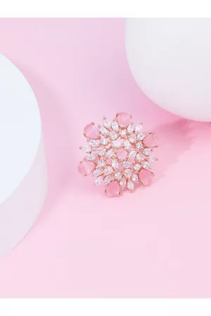 Ami Rose Gold-Plated Cubic Zirconia Studded Finger Ring