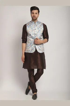 Kaifoo Floral Printed Regular Kurta & Churidar With Nehru Jacket