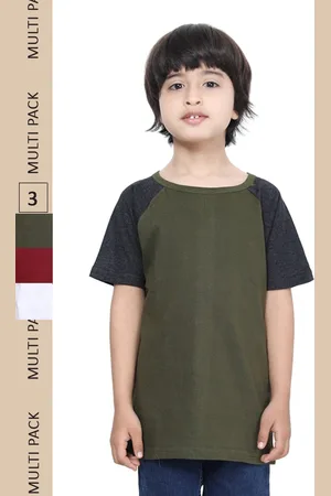 IndiWeaves Boys Pack Of 3 Pure Cotton T-shirts