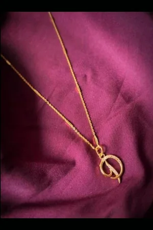 JEWEL WORLD Gold-Plated D Letter Stone Studded Necklace