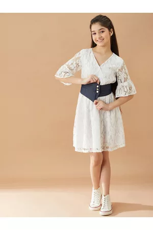 pspeaches Girls V-Neck Fit & Flare Dress