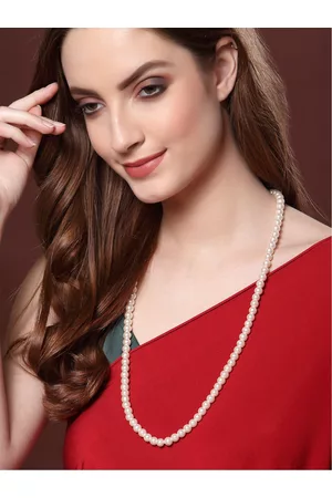 PANASH Women Gold-Toned & Off White Brass Pearl Necklace