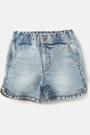 Benetton Girls Washed Slim Fit Cotton Denim Shorts