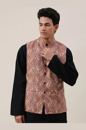 Fabindia Paisley Printed Pure Cotton Nehru Jacket