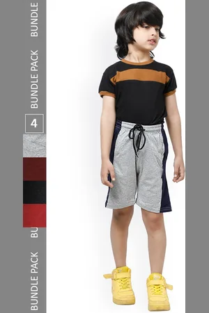 IndiWeaves Boys Pack Of 4 Striped High-Rise Pure Cotton Shorts