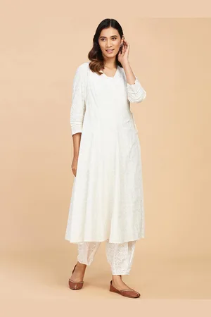 Fabindia Ethnic Motifs Printed Angrakha Cotton A-Line Kurta