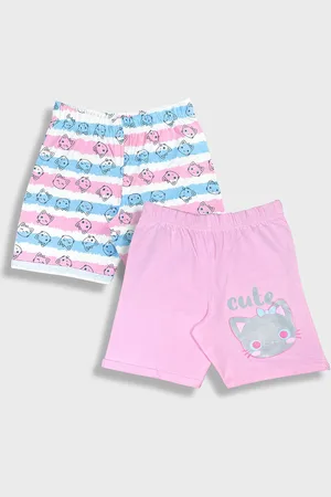 YK Girls Pack Of 2 Printed Pure Cotton Shorts
