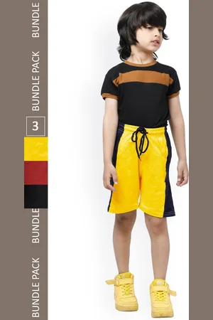 IndiWeaves Boys Pack Of 3 High-Rise Side Striped Casual Knitted Pure Cotton Shorts