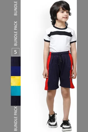 IndiWeaves Boys Pack Of 5 Striped High-Rise Pure Cotton Shorts