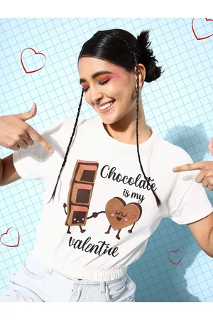 PEOPLE Women Classic White Typography Valentine Tee