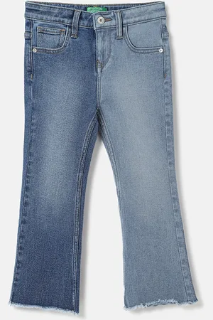 Benetton Girls Cotton Low Distress Light Fade Jeans