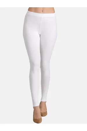 GROVERSONS Paris Beauty Women White Solid Cotton Ankle Leggings