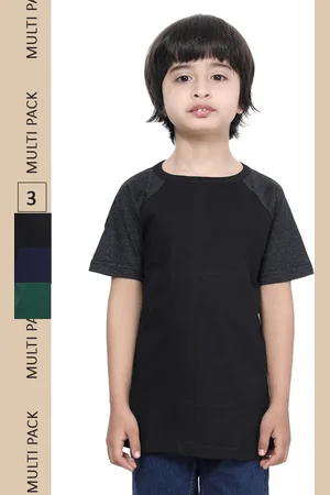 IndiWeaves Boys Pack Of 3 Raglan Sleeves Pure Cotton T-shirt