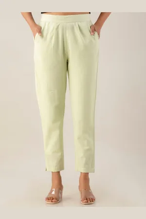 Kohsh Women Pure Cotton Pleated Cigarette Trousers